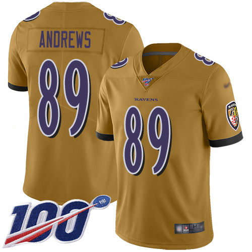 Baltimore Ravens Limited Gold Men Mark Andrews Jersey NFL Football #89 100th Season Inverted Legend->women nfl jersey->Women Jersey
